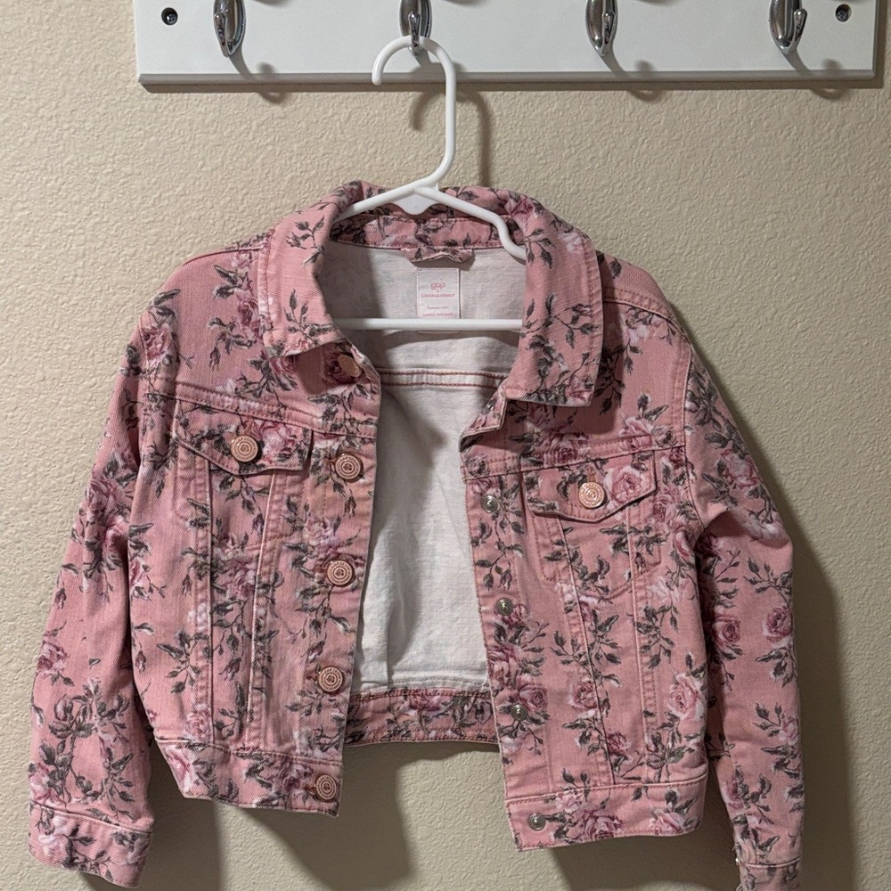 LOVESHACKFANCY x Gap Kids Girls Pink Denim Jean Jacket - Picture 2 of 5